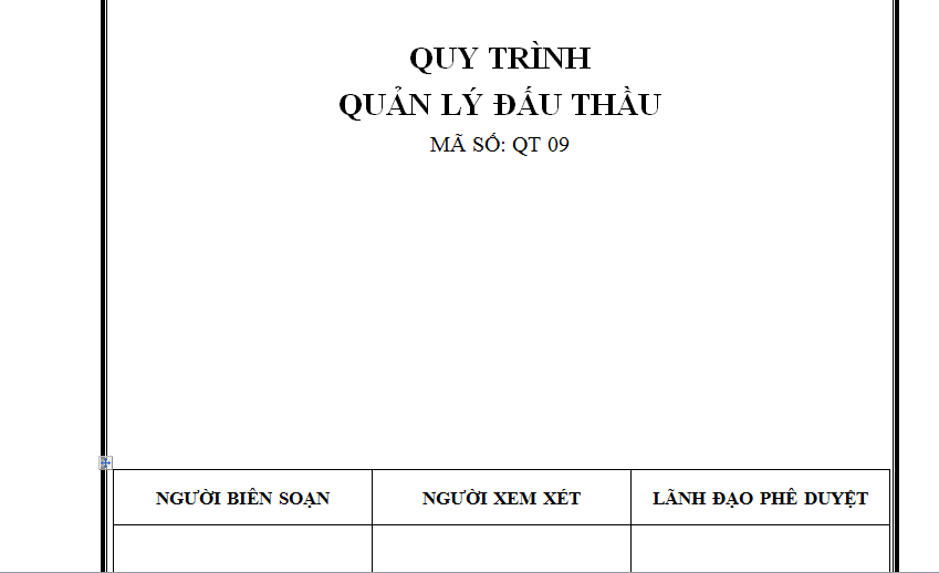 Quy trình quản lý đấu thầu